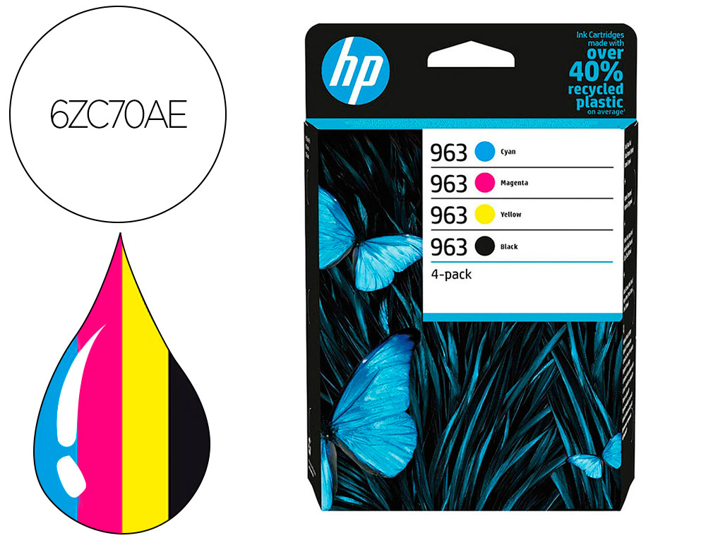 CARTOUCHE HP LASER JET 963-6ZC70AE MULTI PACK NOIR/  CYAN/MAGENTA/JAUNE