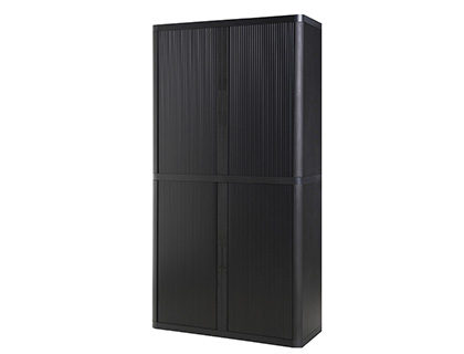 ARMOIRE PAPERFLOW EASYOFFICE 4 TABLETTES CHARGE 75KG STRUCTURE NOIRE RIDEAUX 204X110X41,5CM COLORIS NOIR/NOIR