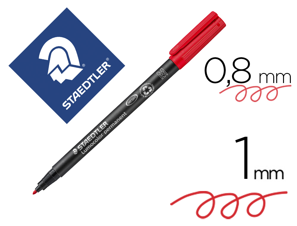 STYLO-FEUTRE STAEDTLER LUMOCOLOR PERMANENT POINTE MOYENNE MULTI-SUPPORTS SCHAGE IMMDIAT RSISTANT EAU COLORIS ROUGE