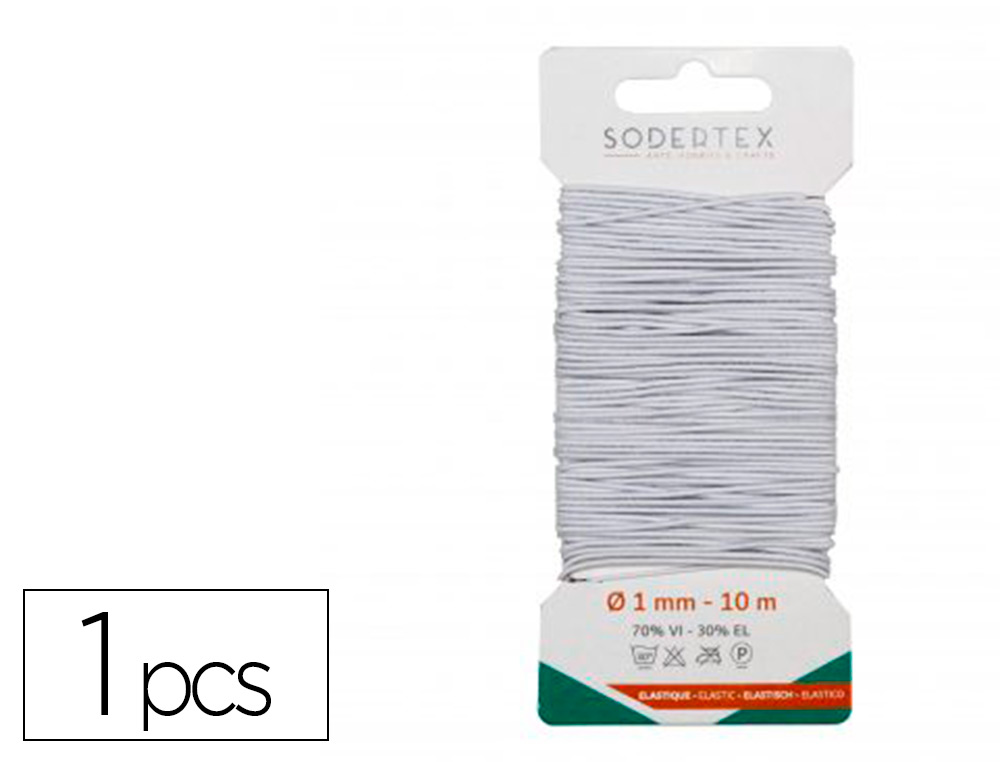 CARTE DE FIL ELASTIQUE SODERTEX POUR MASQUE 1MM X    10ML 1 PC COLORIS BLANC