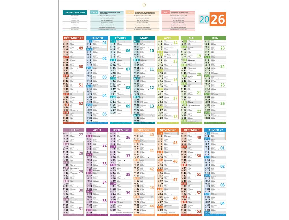 CALENDRIER BANCAIRE AVEC CARTEFRANCE 43X55 CM